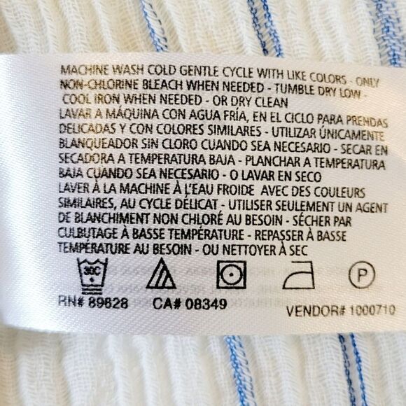 Vintage America Blues Off White & Blue Striped Two Way Neckline Blouse Size XL - Picture 9 of 9